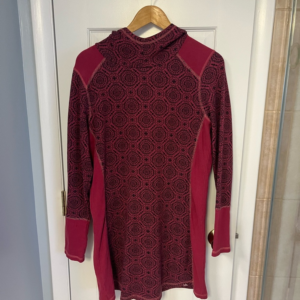 PRANA Cranberry Red Hooded Tunic